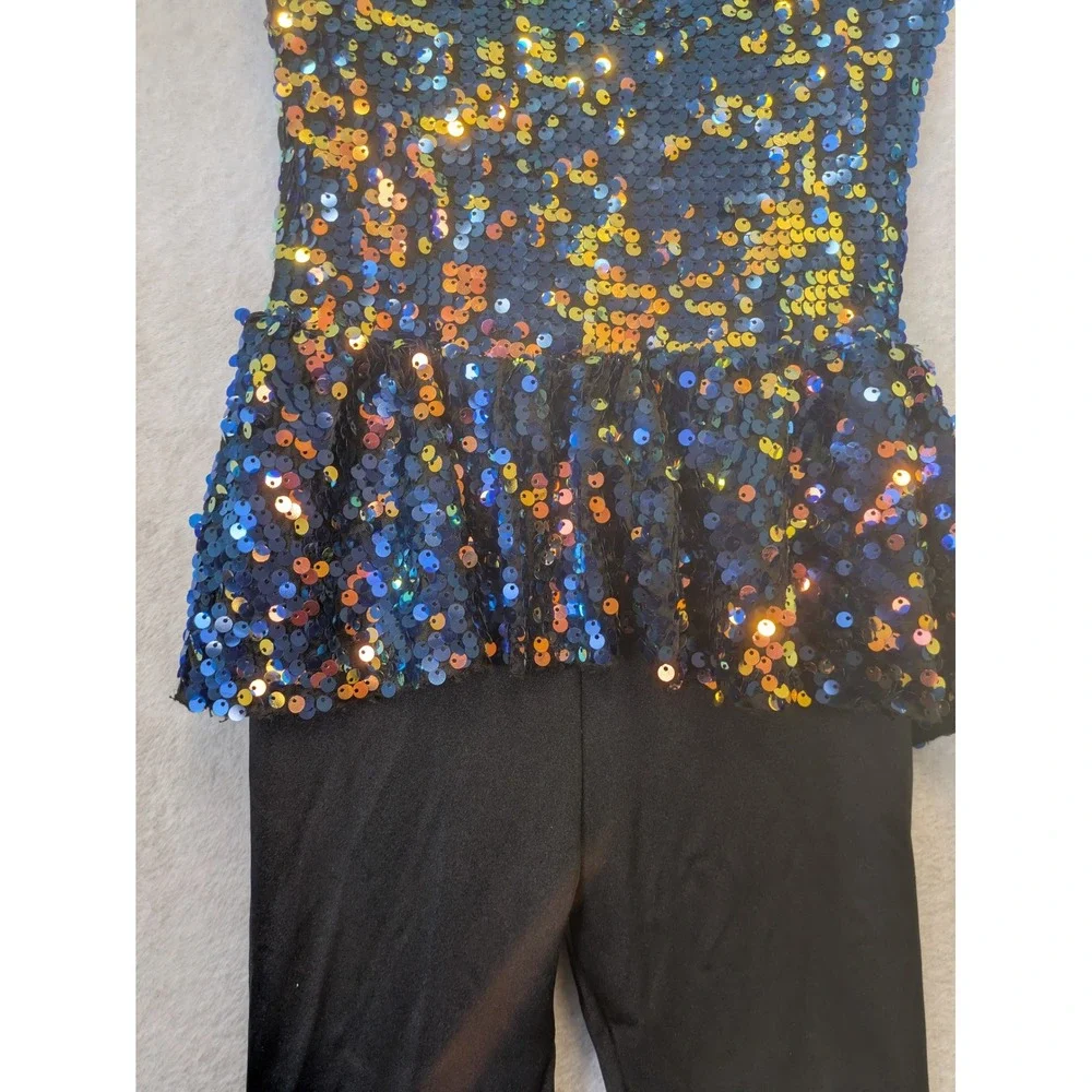 Weissman Sequin Peplum Unitard Girl's Size MC Rainbow Sparkle Dance Costume
